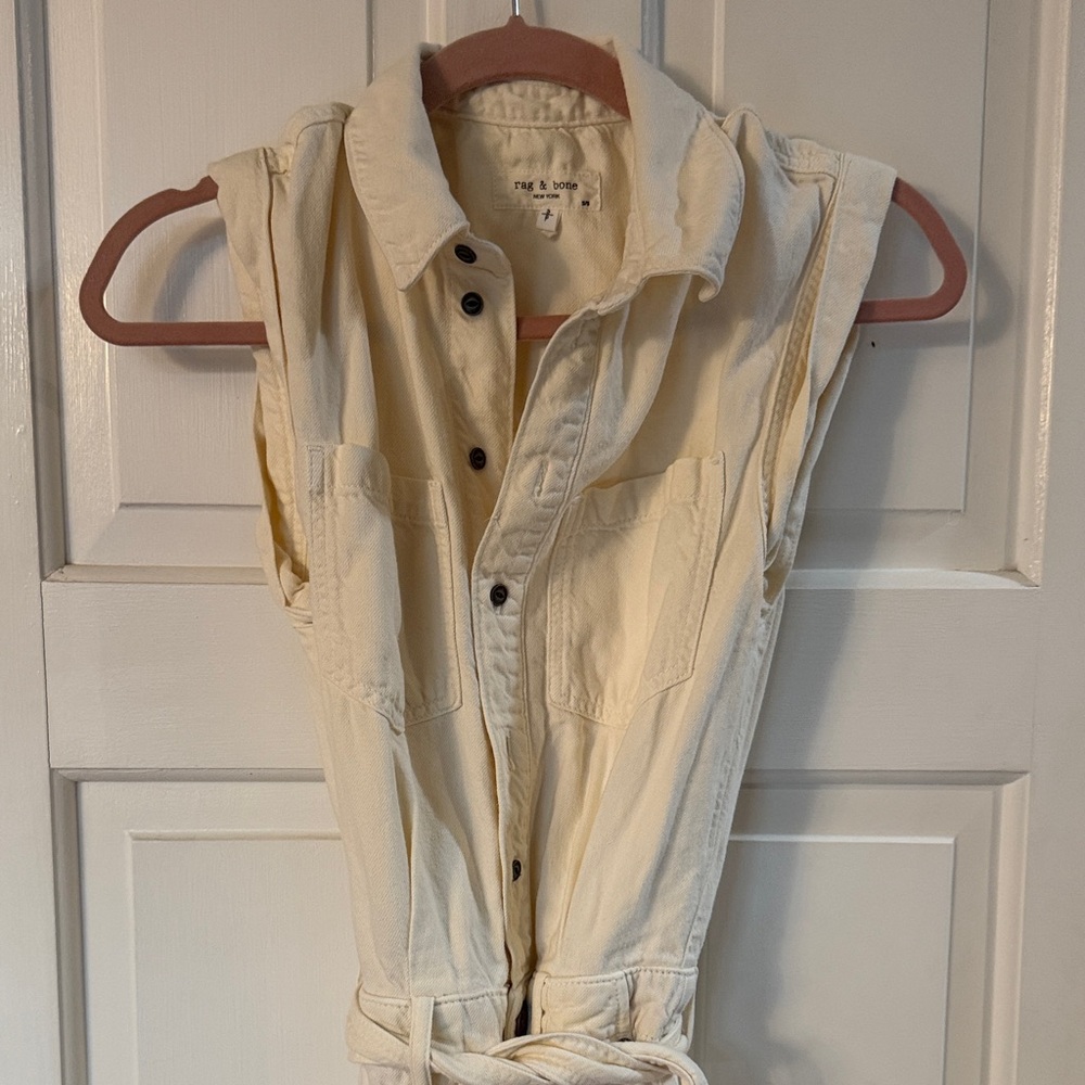 Rag & Bone Ivory Sleeveless Jumpsuit